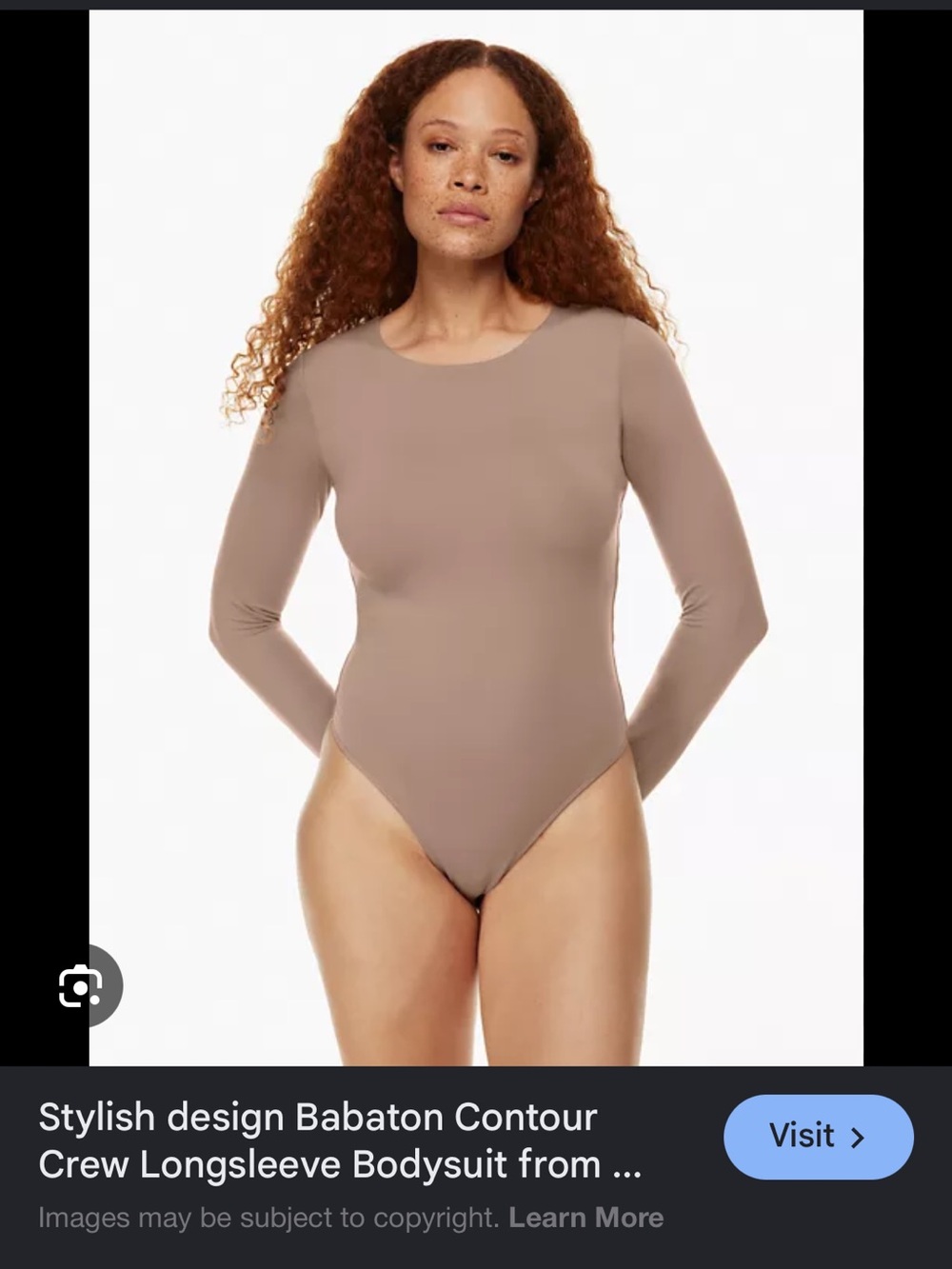Aritzia Long Sleeve Crew Bodysuit in Taupe